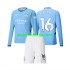 Camisola Manchester City Rodri 16 Criança Equipamento Primeiro 2024-2025 Manga Comprida